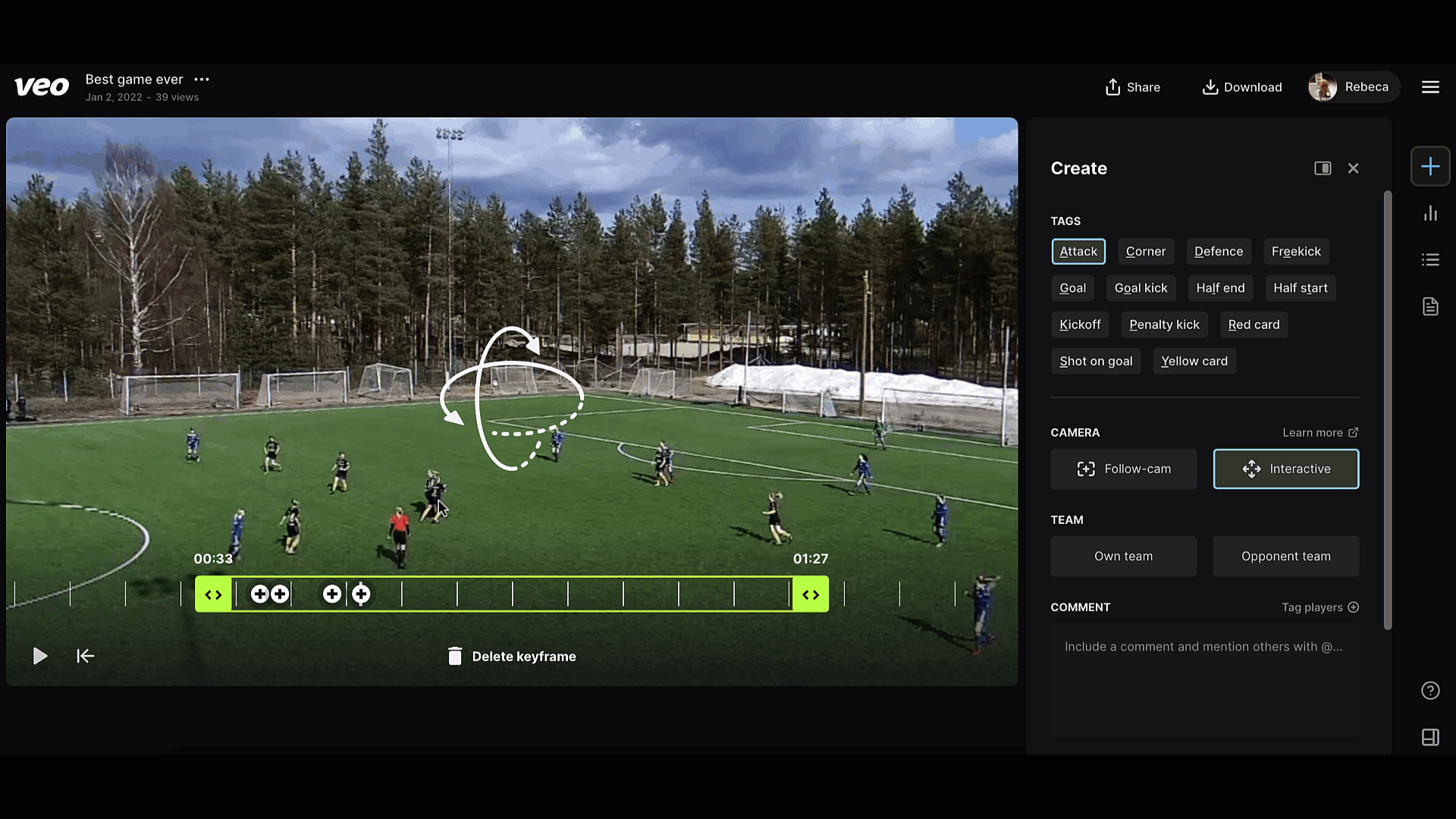 Add keyframes to your directed clip