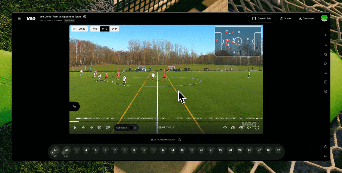 gif che mostra come scaricare una partita da Veo su un dispositivo
