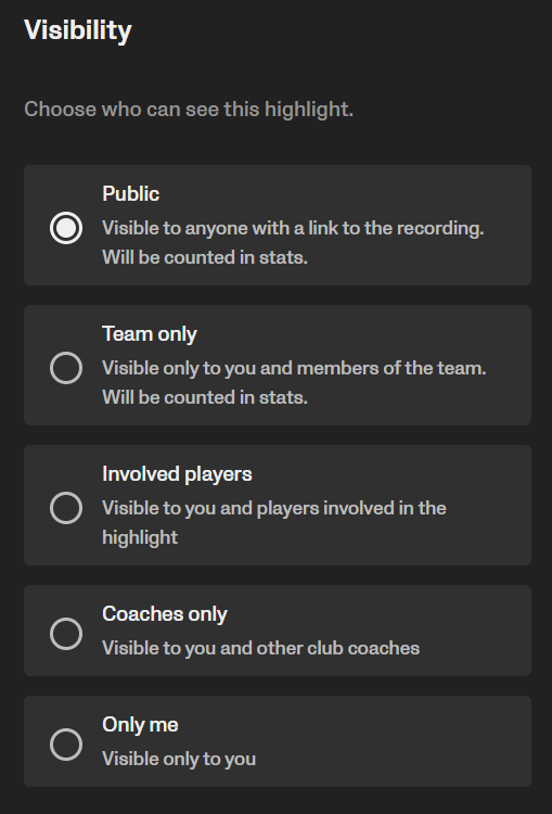 Clip visibility settings