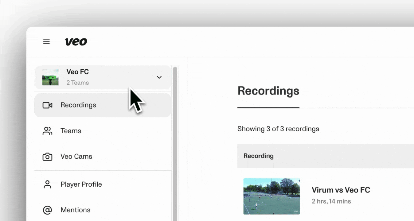 User logs in, selects Clubhouse, opens Analytics Studio, and customizes Team and Player Stats using filters and column settings.gif
