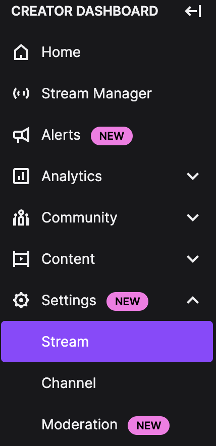 Stream Settings on Twitch