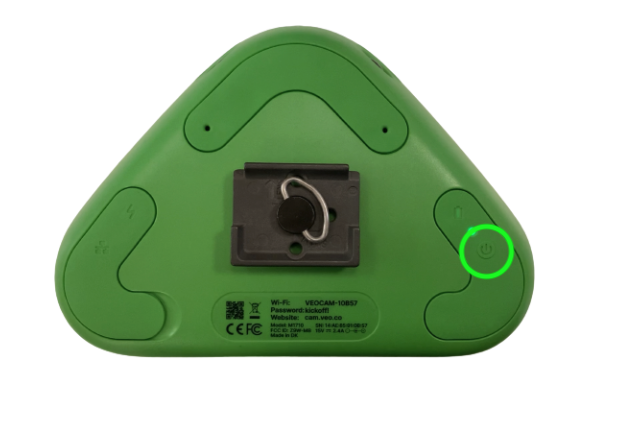 Maintenir le bouton d'alimentation sur la Veo Cam 1