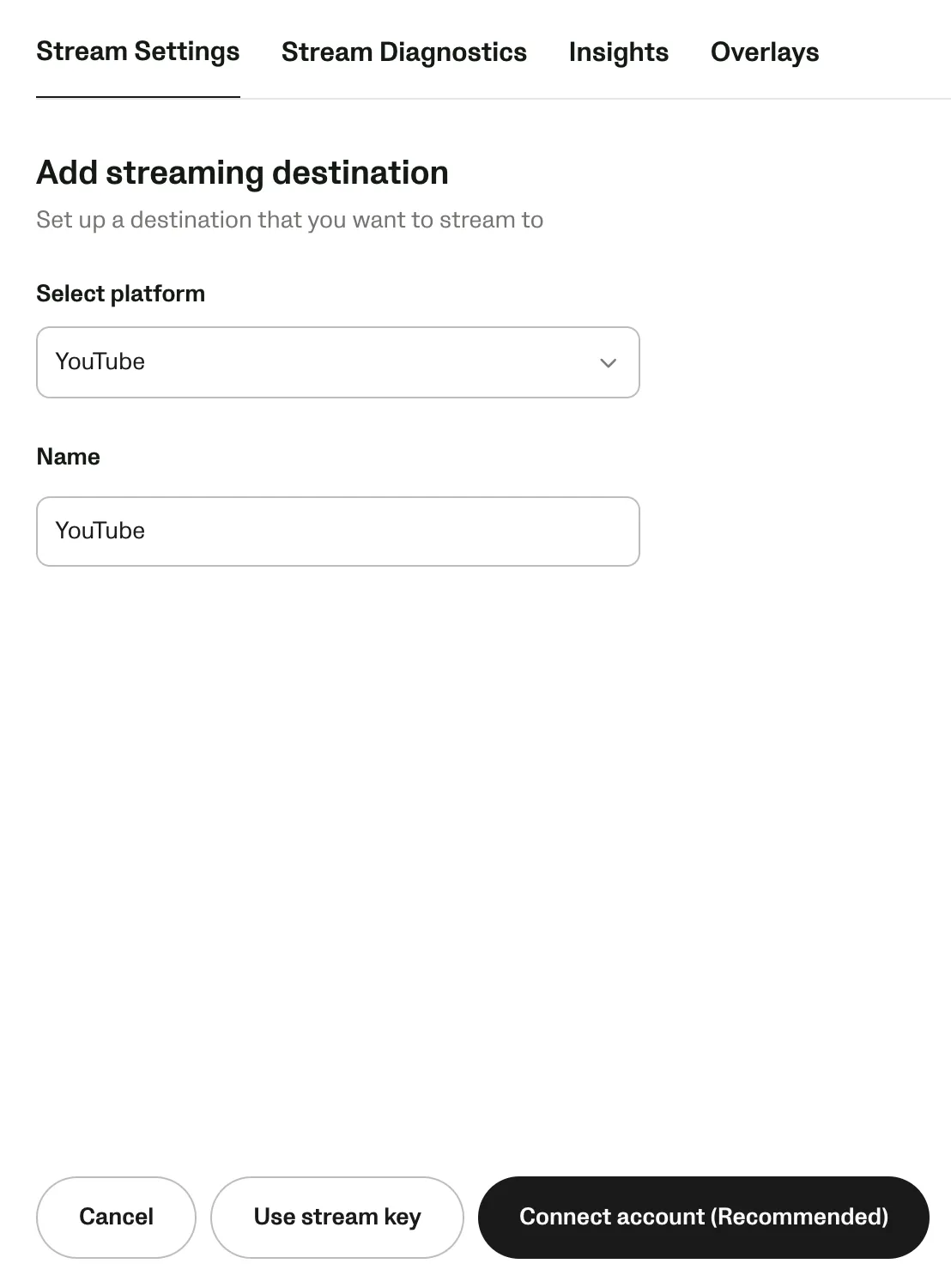 Ajouter une destination de streaming