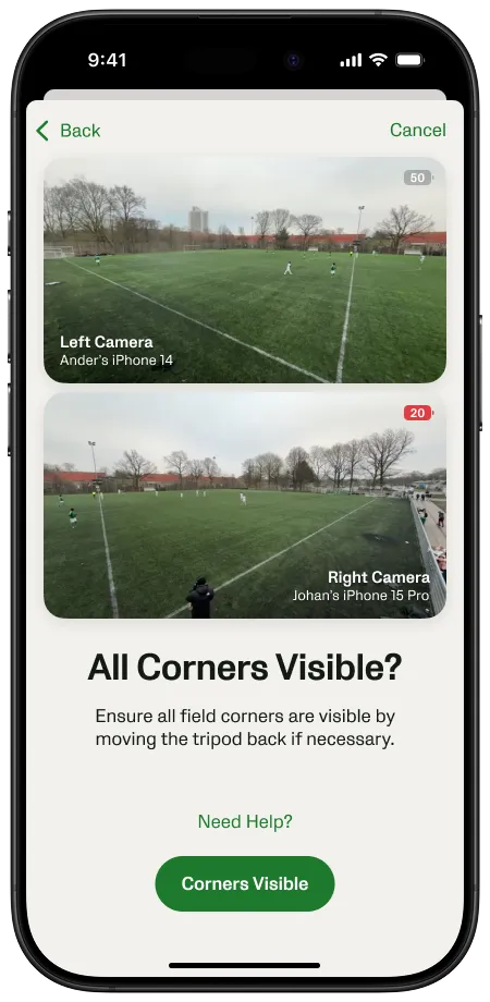 All corners must be visible veo go