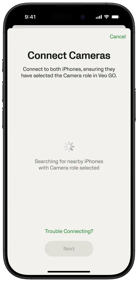 Connect to available camera devices on Veo Go