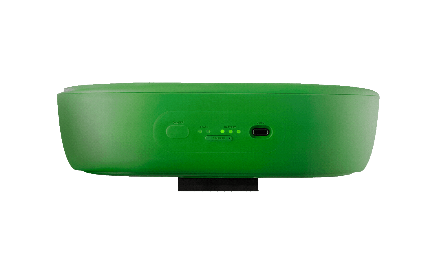 Veo Cam 3 back panel showing blinking upload lights and battery charge indicators.
