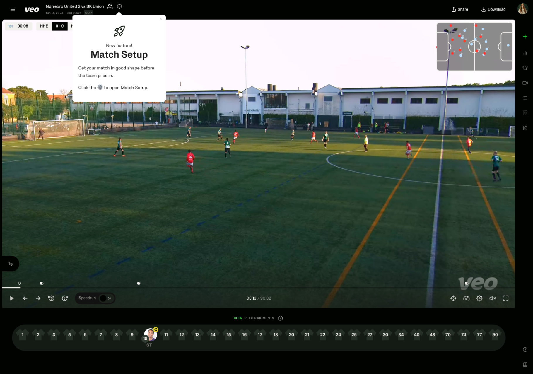 Open the option to edit the match next to the recording title