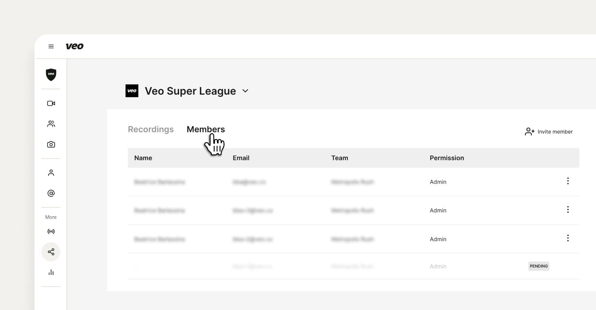 Members section in League Exchange
