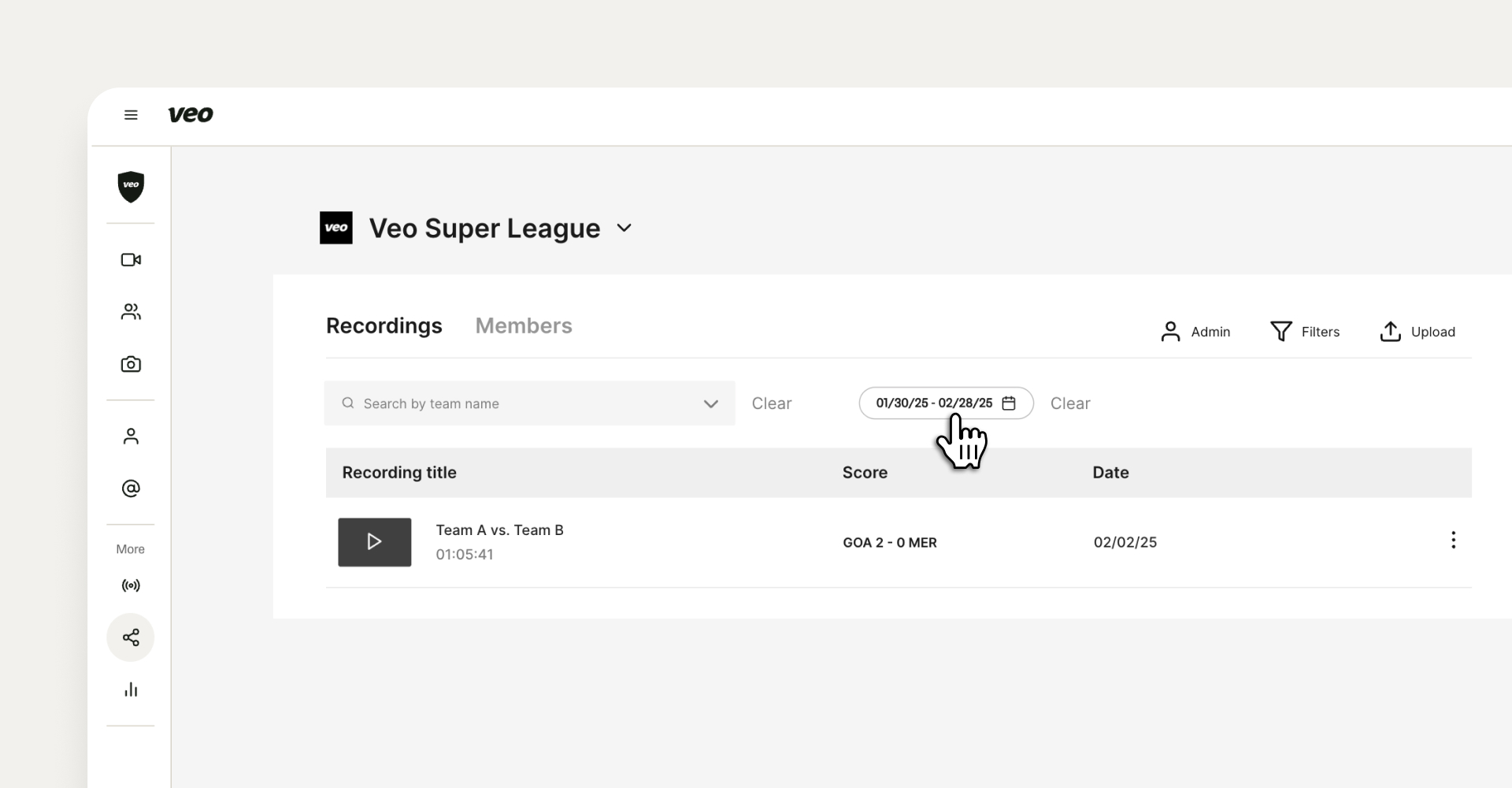 Filter menu interface