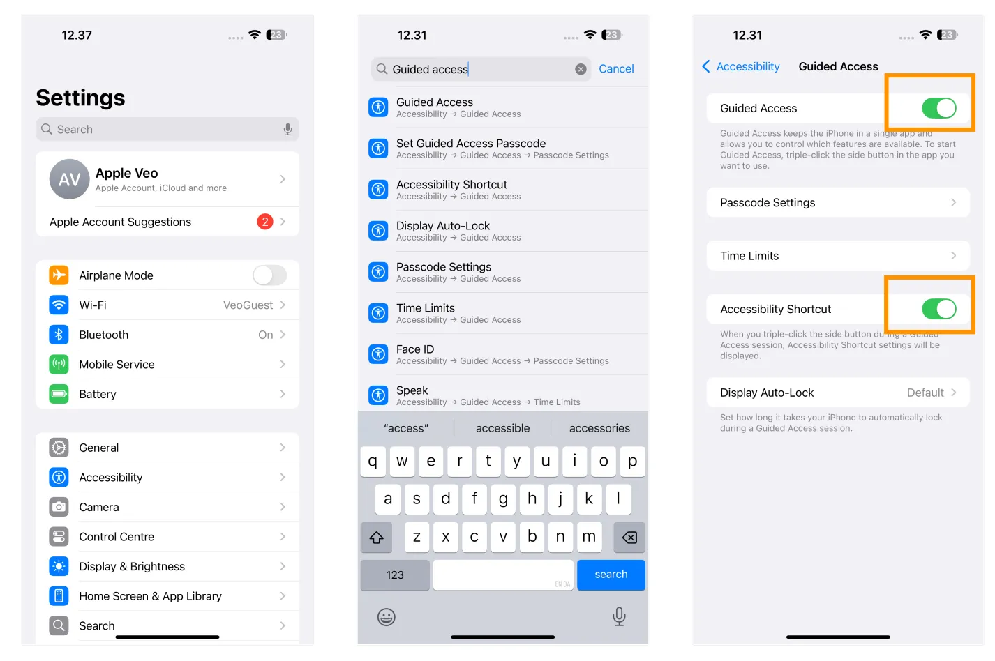 image showing the steps to enable guided access on iphone.webp