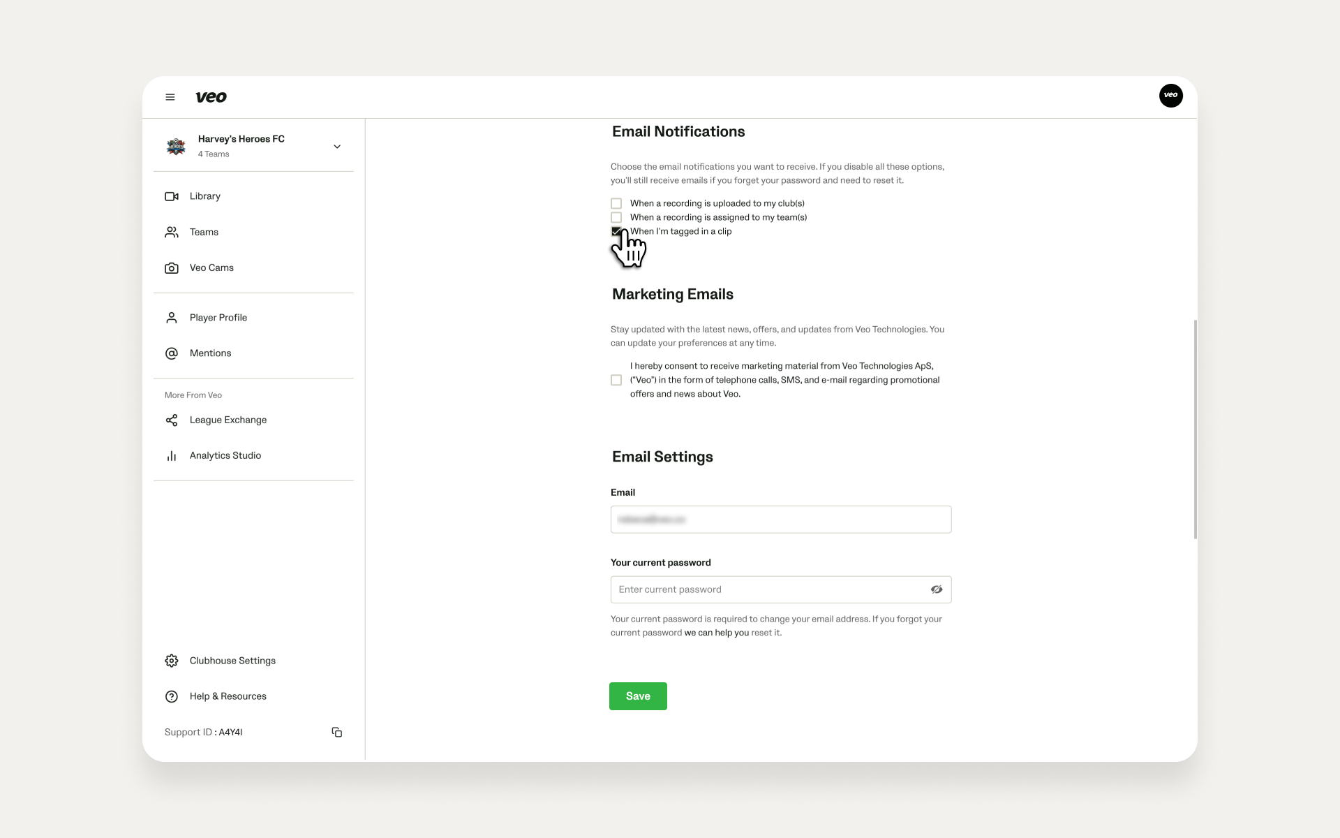 Deseleziona le caselle delle notifiche email per smettere di ricevere messaggi